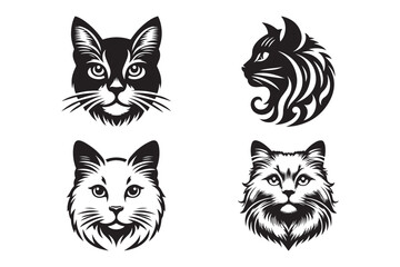 Cat Head silhouette vector illustration