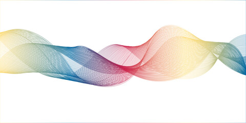 The movement of particles creates wave formations and a gradient pattern of light in this vector illustration depicting modern technology.