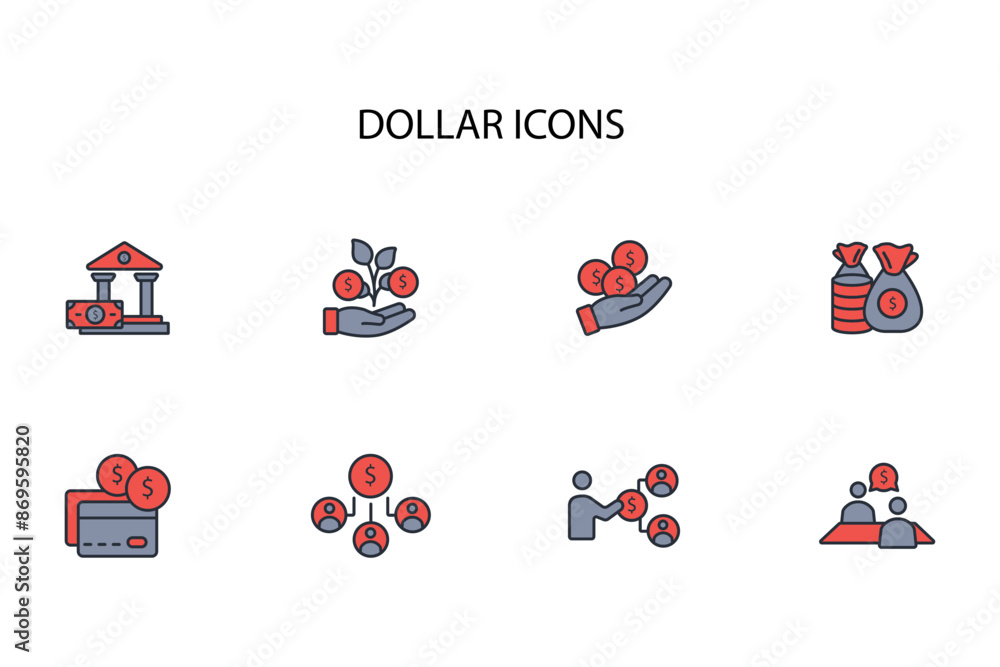 Poster dollar icon set.vector.editable stroke.linear style sign for use web design,logo.symbol illustration