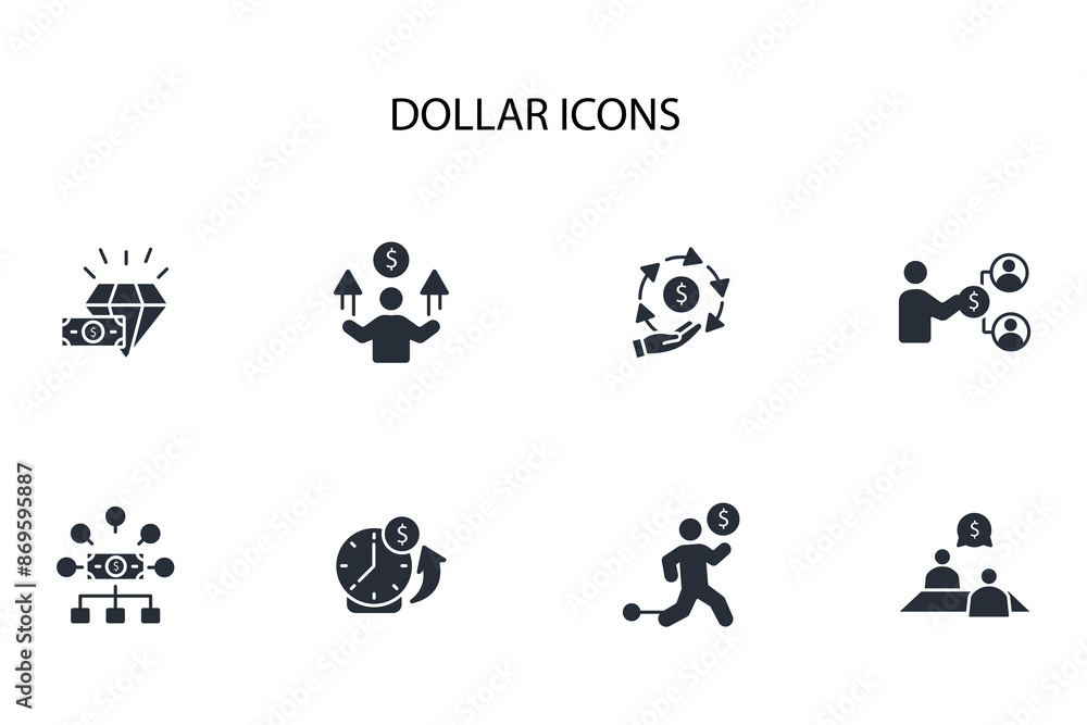 Poster dollar icon set.vector.editable stroke.linear style sign for use web design,logo.symbol illustration
