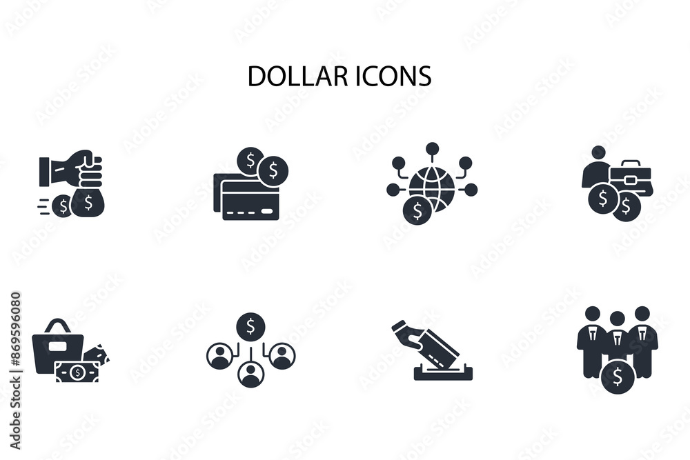 Poster dollar icon set.vector.editable stroke.linear style sign for use web design,logo.symbol illustration