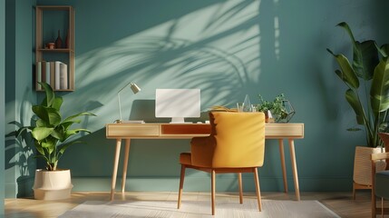 Minimalist and Modern Teen Workspace Setup with Stylish 3D Home Mockup