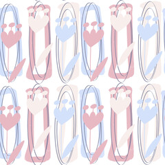 Seamless pattern of beetles, insects, flowers. Template for printing, screensavers; pattern for textile, cover, social media banner template.