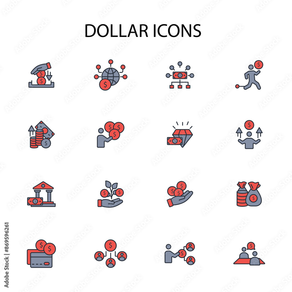 Poster dollar icon set.vector.editable stroke.linear style sign for use web design,logo.symbol illustration
