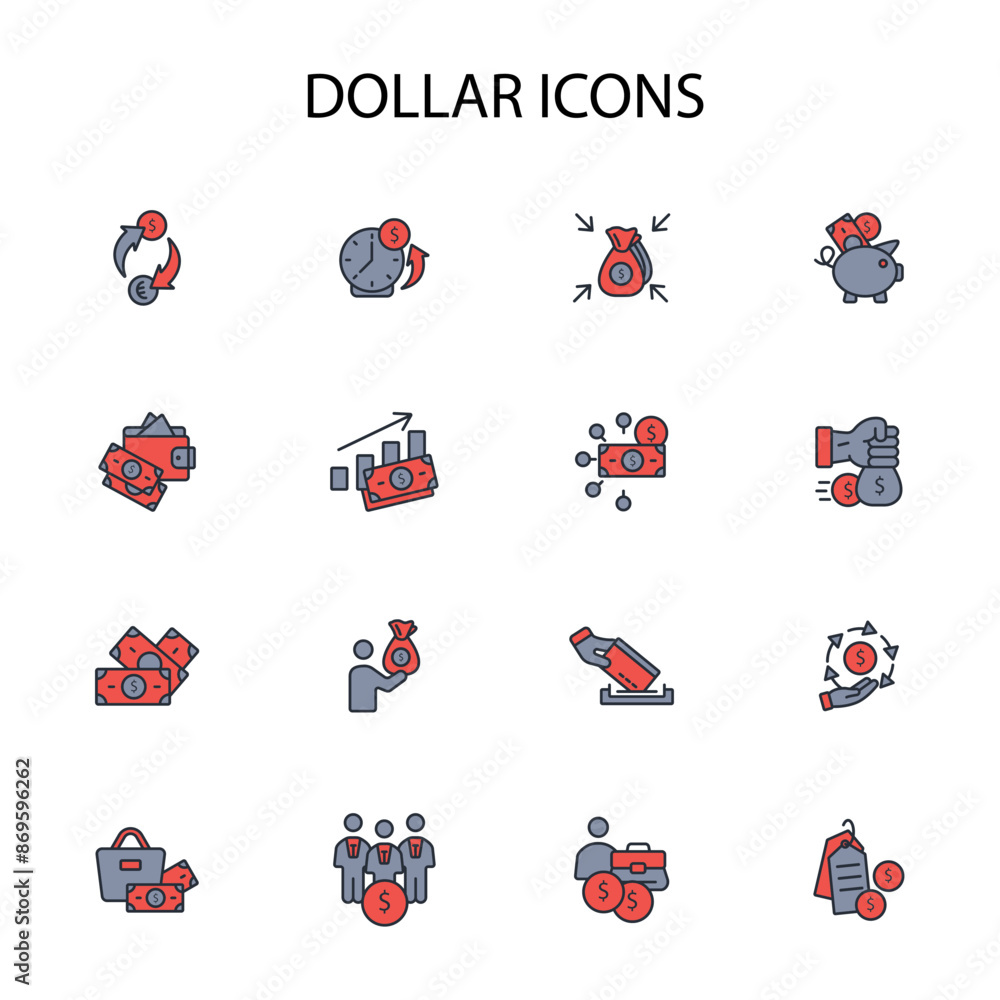 Poster dollar icon set.vector.editable stroke.linear style sign for use web design,logo.symbol illustration