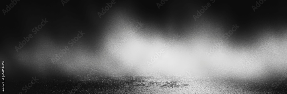Poster grainy abstract background with gray gradient and light fog in center high detail high resolution fo