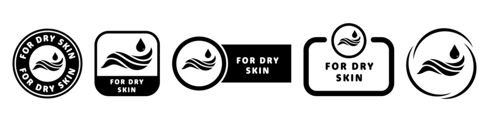 For Dry Skin - vector signs for skin care product label.