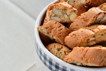 Cantuccini: sweet dried biscuits. Almond cookies typical of Tuscany.