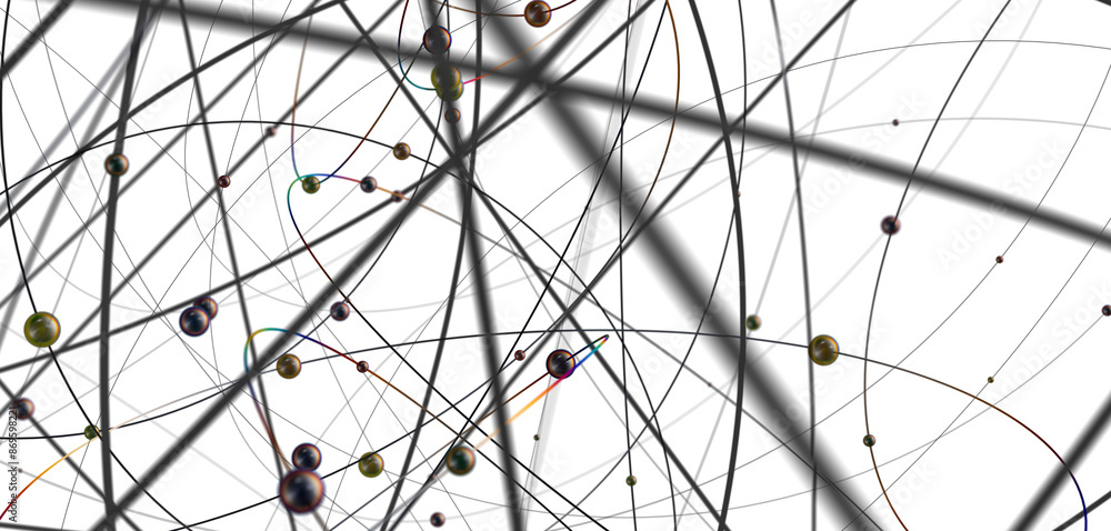 Fototapete Abstract digital background of points and lines. Glowing plexus. Big data. Network or connection.