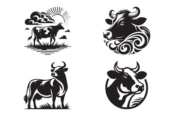 Cow silhouette vector illustration