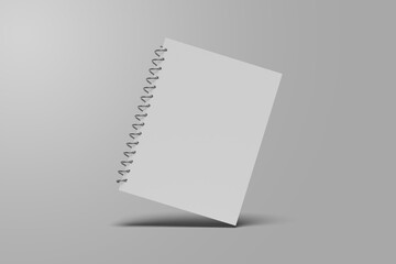 A realistic notebook mockup standing at an angle looks very aesthetic