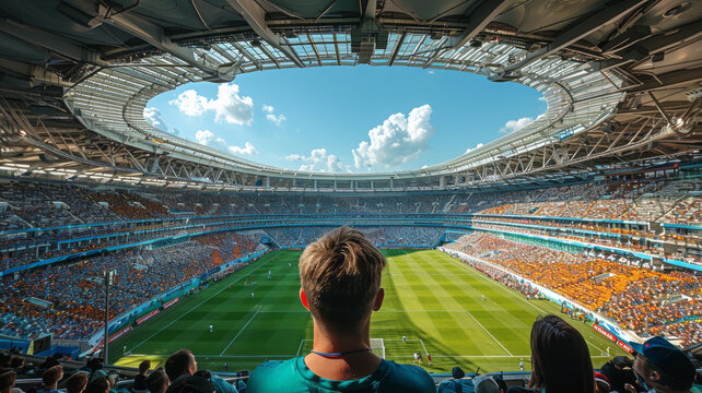 football on england premier league, full stadium with fans.generative ai