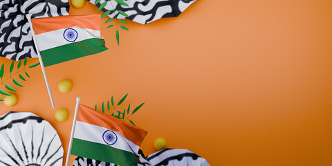 Happy independence day India greetings. 3d render.