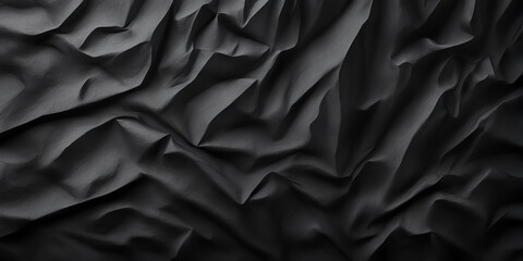 Obraz premium Black paper poster texture background, Weathered black paper texture, black Friday banner. Crumpled black paper with wrinkles and rubbed corners 