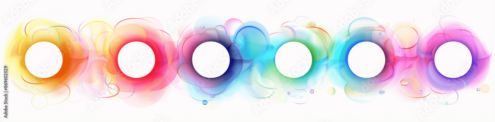Poster gradient circles with blurred edges, neon gradient circles with white interior transparent backgroun