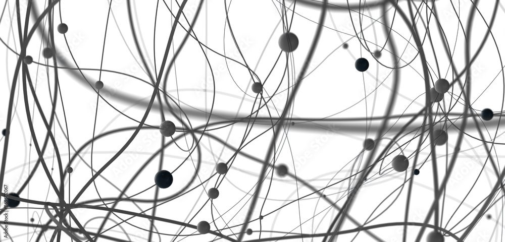 Poster multi color connected lines and dots network 3d illustration