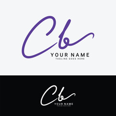 C, B, CB Initial letter logo. Alphabet CB Handwritten Signature logo