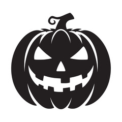 Halloween scary face pumpkin silhouette vector illustration isolated on white background