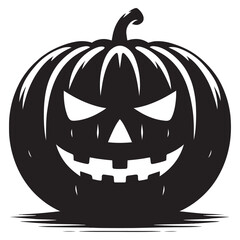 Halloween scary face pumpkin silhouette vector illustration isolated on white background