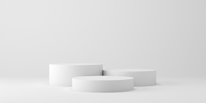 3D minimal background. 3d podium and white background for cosmetics, product presentation. 3d rendering illustration.