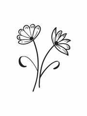 Hand-drawn style line art of a daisy flower vector illustration