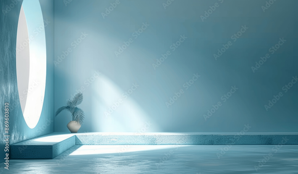 Aufkleber light blue minimal background for product display with shadows and light