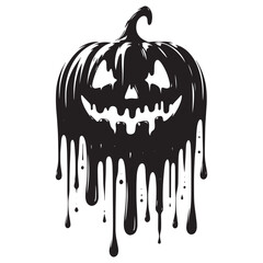 Halloween scary face pumpkin silhouette vector illustration isolated on white background