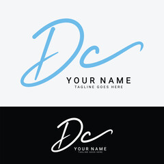 D, C, DC Initial letter logo. Alphabet DC Handwritten Signature logo