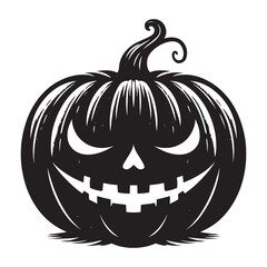 Halloween scary face pumpkin silhouette vector illustration isolated on white background