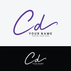 C, D, CD Initial letter logo. Alphabet CD Handwritten Signature logo