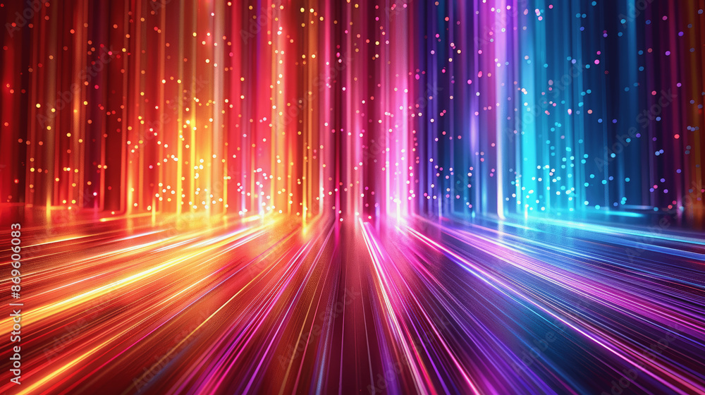 Poster 3d render abstract background colorful neon rays glowing lines light stripes spectrum bright lights