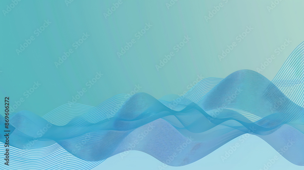 Wall mural calm abstract wave pattern in blue and green gradient