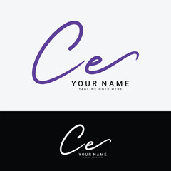 C, E, CE Initial letter logo. Alphabet CE Handwritten Signature logo
