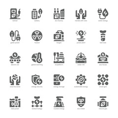 Renewable Energy icon pack for your website, mobile, presentation, and logo design. Renewable Energy icon glyph design. Vector graphics illustration and editable stroke.