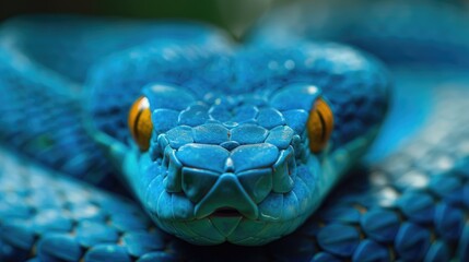 Fototapeta premium Blue viper snake closeup face