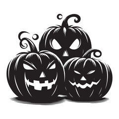 Halloween scary face pumpkin silhouette vector illustration isolated on white background