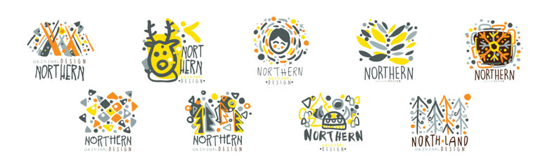 Northern Logo Original Design Template with Fancy Shapes Vector Set
