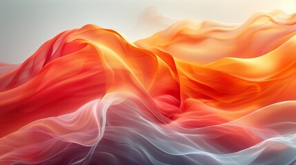 Obraz premium Abstract Orange and White Fabric Waves in Soft Light