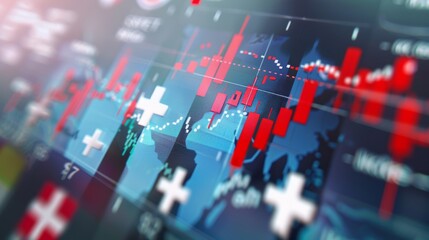 Dynamic Euro, Norwegian Krone, and Swiss Franc Currency Charts Showing Fluctuations on Exchange Board Illustrating Trading and Investment Concepts