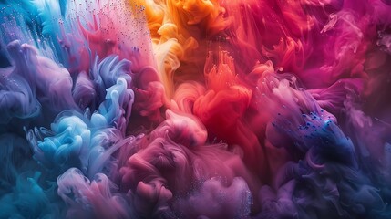 Fototapeta premium Energetic swirls of multi-colored pigments blending seamlessly into a visually stunning backdrop.