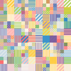Patrón geométrico abstracto compuesto por rayas verticales, horizontales y diagonales en colores suaves