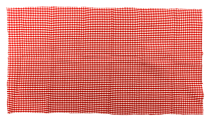 Piece of torn crumpled checkered fabric on a white background. Textile. Cellular tissue isolate