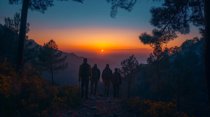 Beautiful moments in the mountains: sunset and sunrise with vibrant colors in the sky