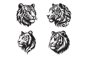Fototapeta premium Tiger head silhouette vector art illustration