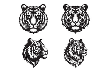 Tiger head silhouette vector art illustration