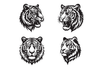 Tiger head silhouette vector art illustration