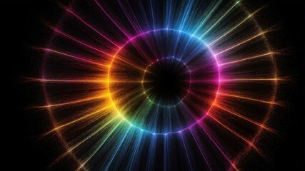 Fototapeta premium rainbow light center radial explosion isolated in blac background