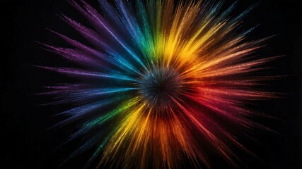 Fototapeta premium rainbow light center radial explosion isolated in blac background