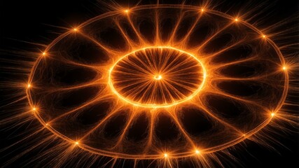 Fototapeta premium orange light center radial explosion isolated in black background