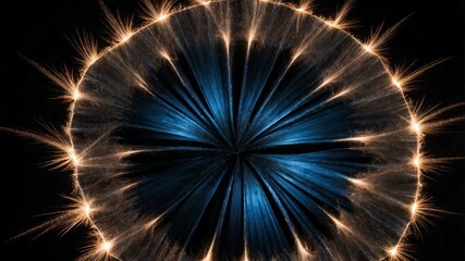 Fototapeta premium blue light center radial explosion isolated in black b background